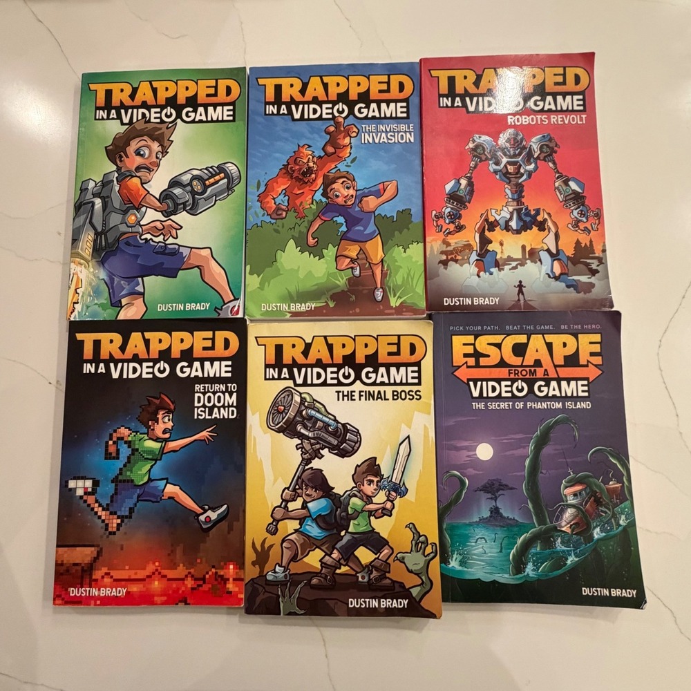 Trapped in a Video Game Books 1-5 & Escape From a Video Game Dustin Brady Set